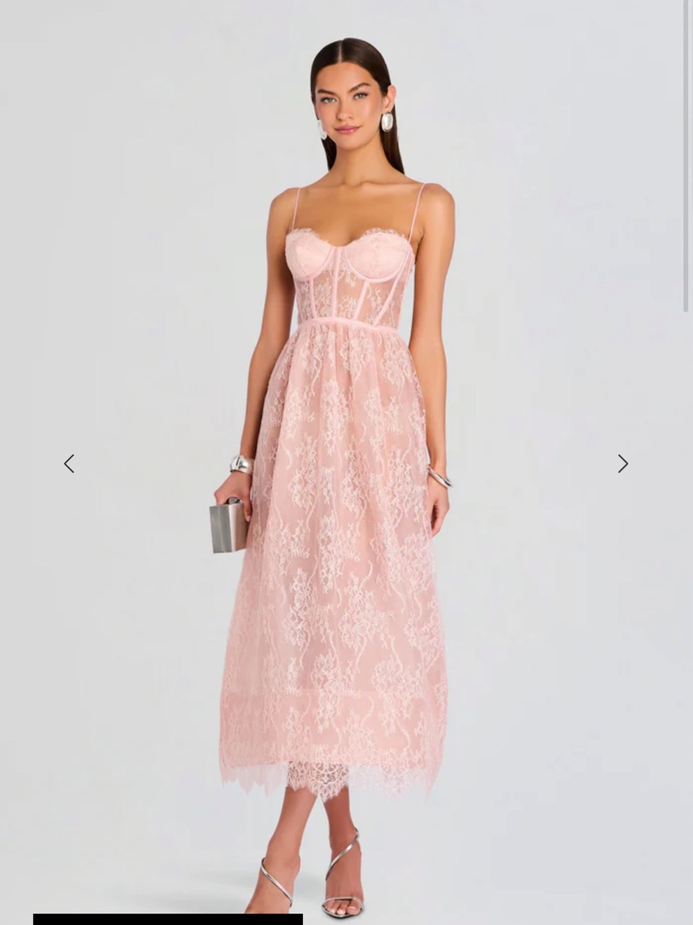 Retrofete NWT Kendy Pink Lace Corset‎ Midi Dress Size Large